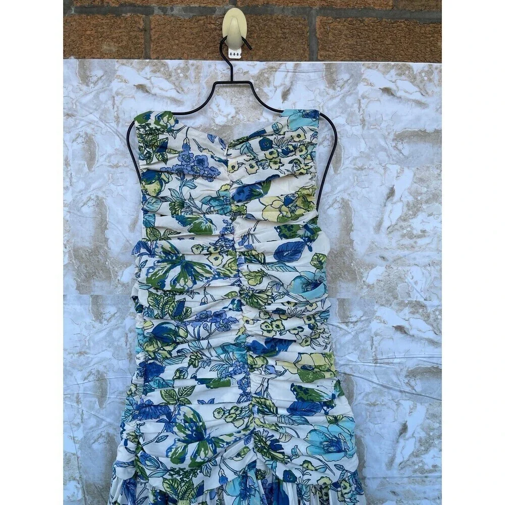 Abercrombie & Fitch High Neck Ruched Tiered Maxi Dress size XS
